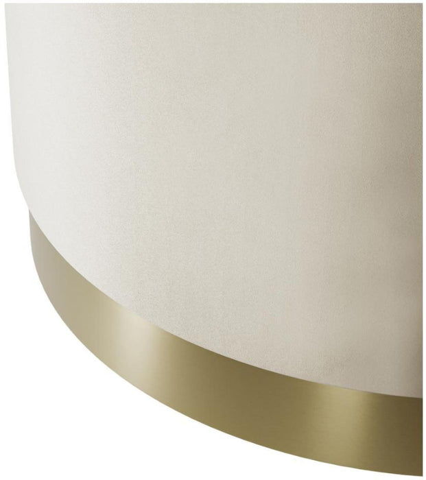 Lara Cream and Brushed Gold Velvet Fabric Large Pouffe