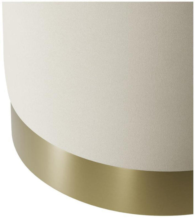 Lara Cream and Brushed Gold Velvet Fabric Small Pouffe