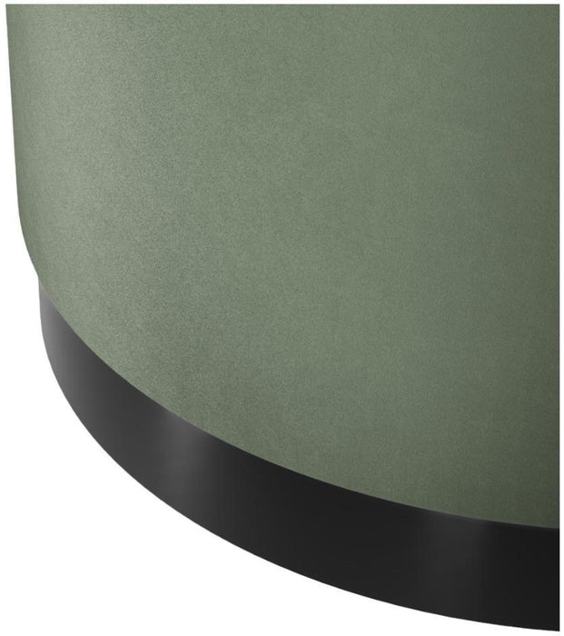 Lara Sage and Matte Black Velvet Fabric Large Pouffe