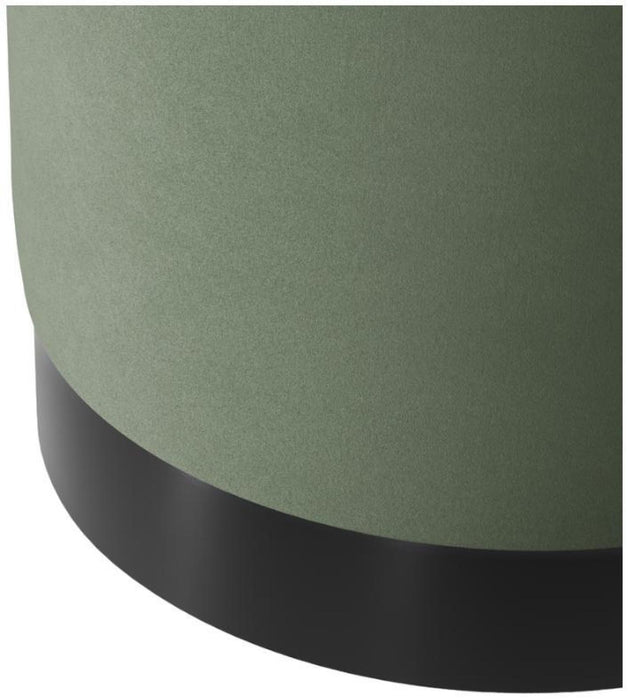 Lara Sage and Matte Black Velvet Fabric Small Pouffe