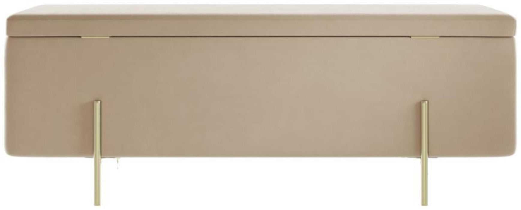 Lola Beige and Brushed Velvet Fabric Storage Ottoman