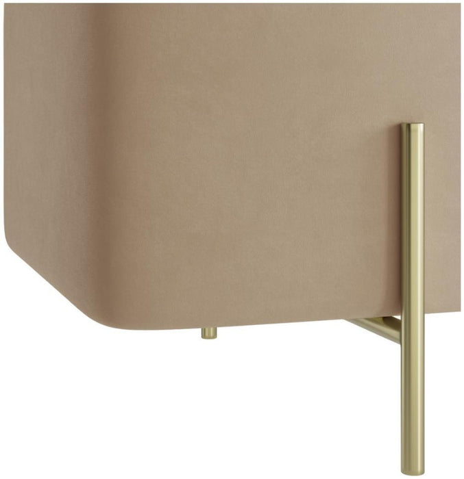 Lola Beige and Brushed Velvet Fabric Storage Ottoman