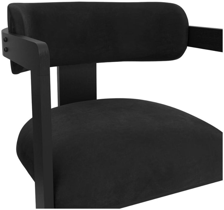 Mai Black Velvet Fabric Chair