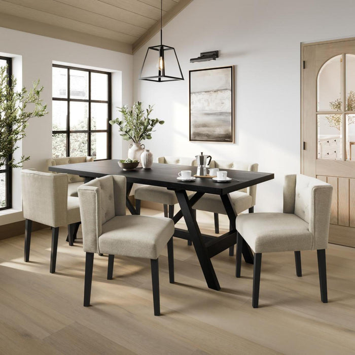 Nantucket Matte Black Oak Veneer Dining Table