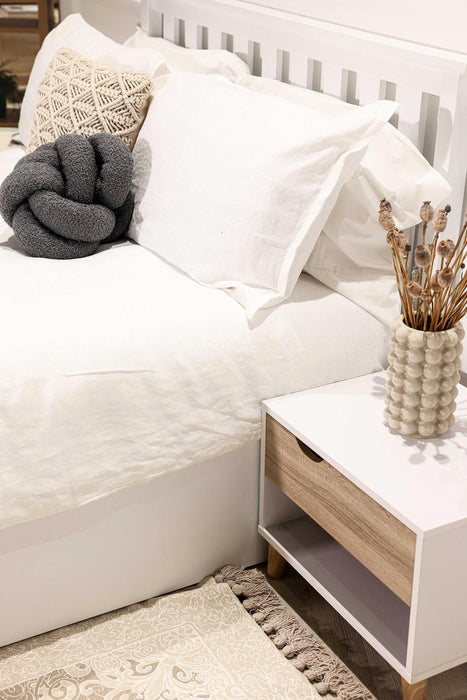 Stockholm White 1 Drawer Bedside Cabinet