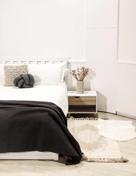 Stockholm White 1 Drawer Bedside Cabinet