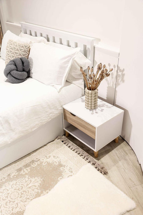 Stockholm White 1 Drawer Bedside Cabinet