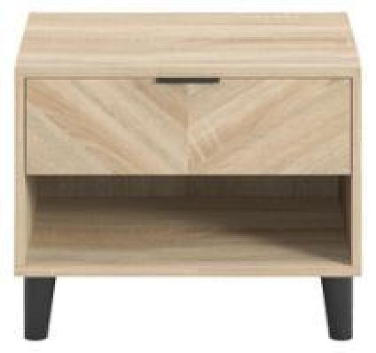 Stockholm Chevron Sonoma Oak 1 Drawer Bedside Cabinet