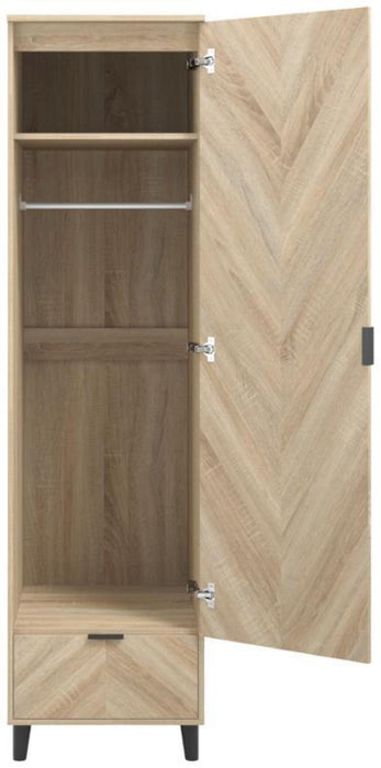 Stockholm Chevron Sonoma Oak 1 Door Wardrobe
