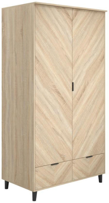 Stockholm Chevron Sonoma Oak 2 Door Wardrobe