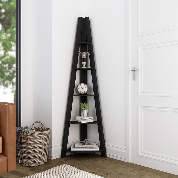 Tiva Ladder Black Corner Shelving