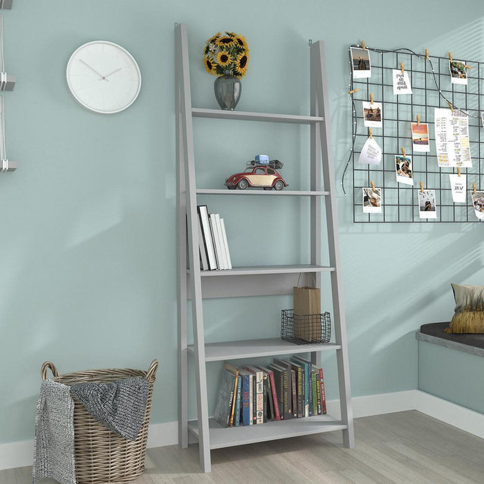 Tiva Ladder Grey Bookcase
