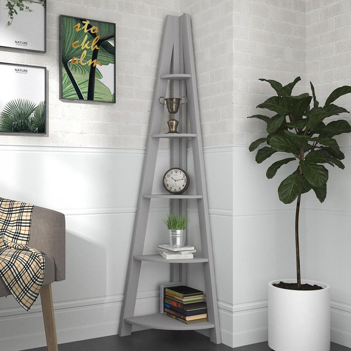 Tiva Ladder Grey Corner Shelving