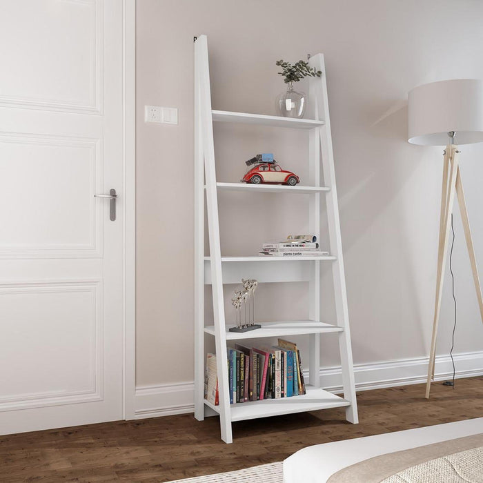 Tiva Ladder White Bookcase