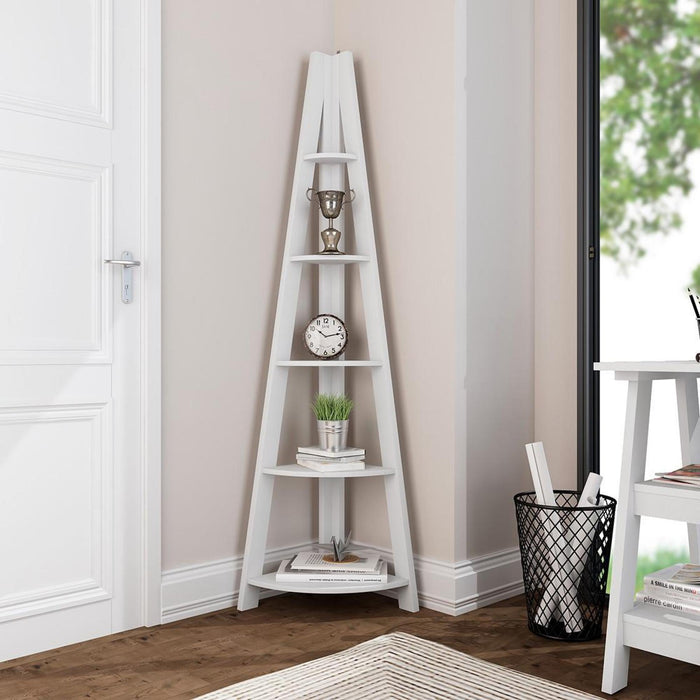 Tiva Ladder White Corner Shelving