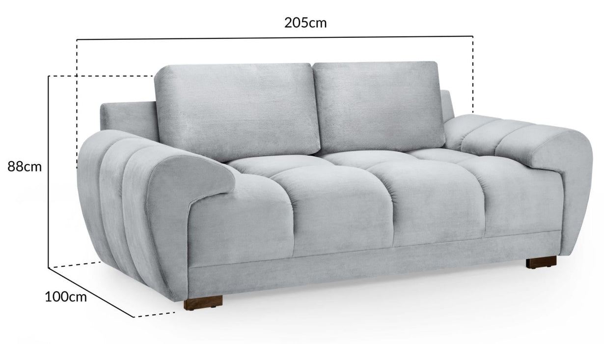 Azzuro Grey Velvet Fabric 2 Seater Sofa
