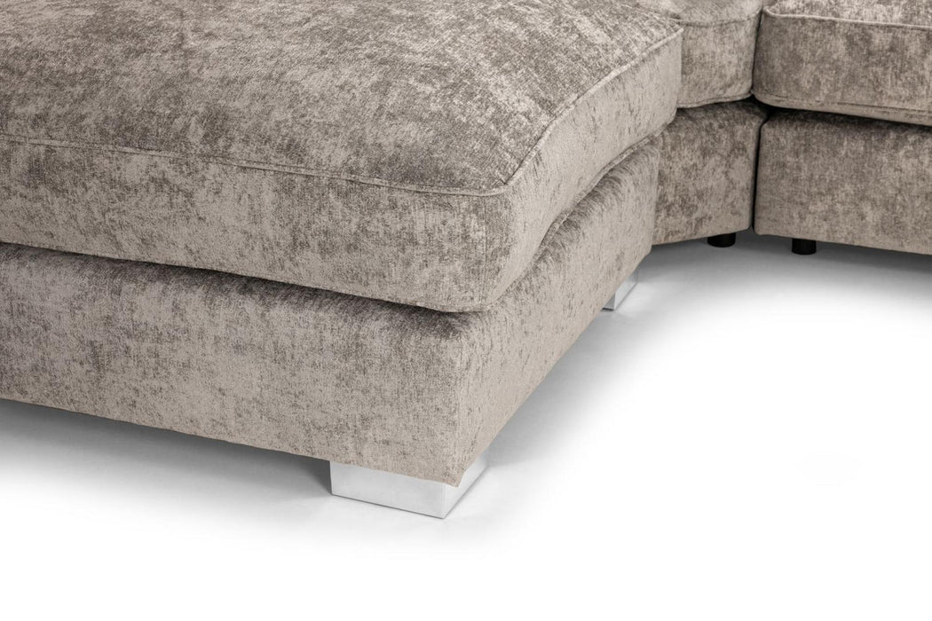 Bishop Scatterback Truffle Velvet Fabric U Shape Corner Sofa Suite