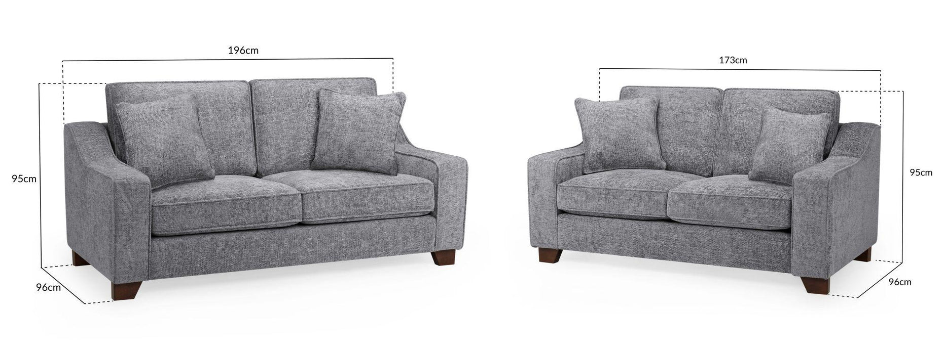 Nebraska Slate Grey Fabric 3+2 Seater Sofa