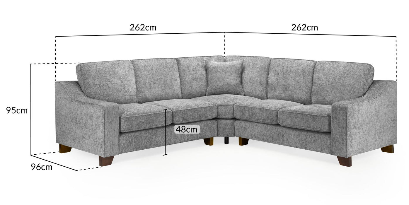 Nebraska Slate Grey Fabric Large Corner Sofa Suite