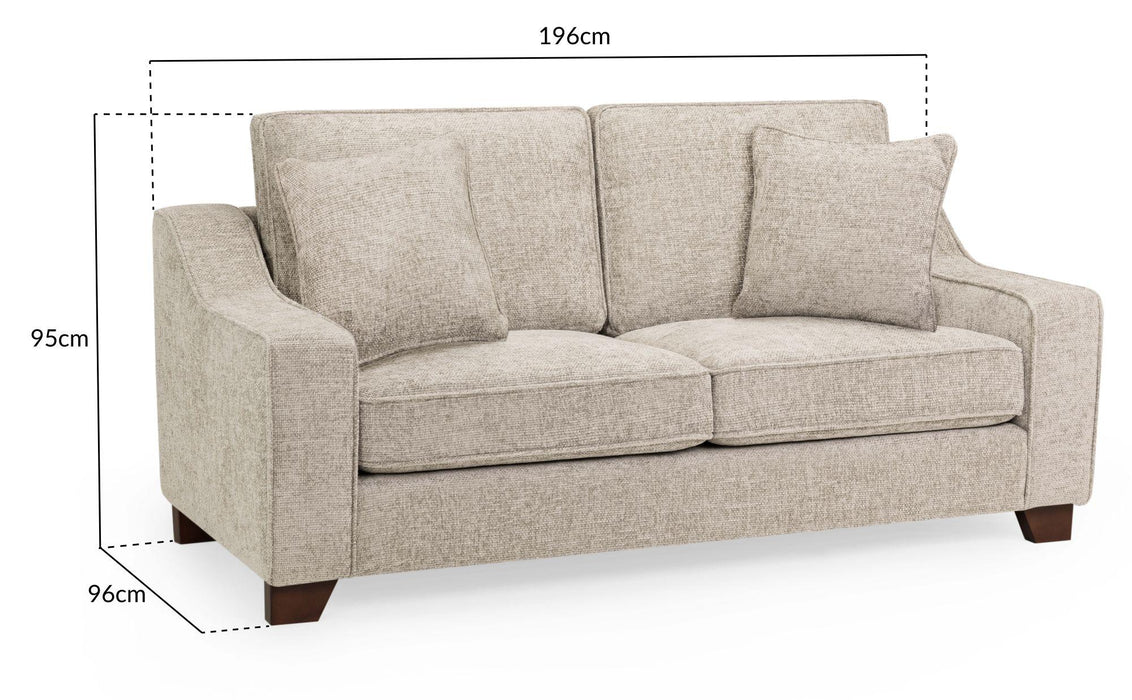 Nebraska Beige Fabric 3 Seater Sofa