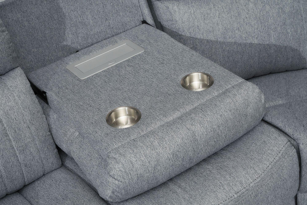 Linden Grey Fabric Large 2 Corner 2 Recliner Sofa Set