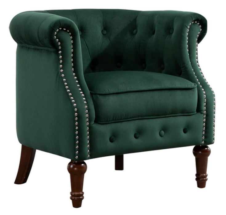 Freya Green Velvet Fabric Accent Armchair