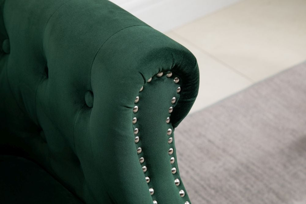 Freya Green Velvet Fabric Accent Armchair