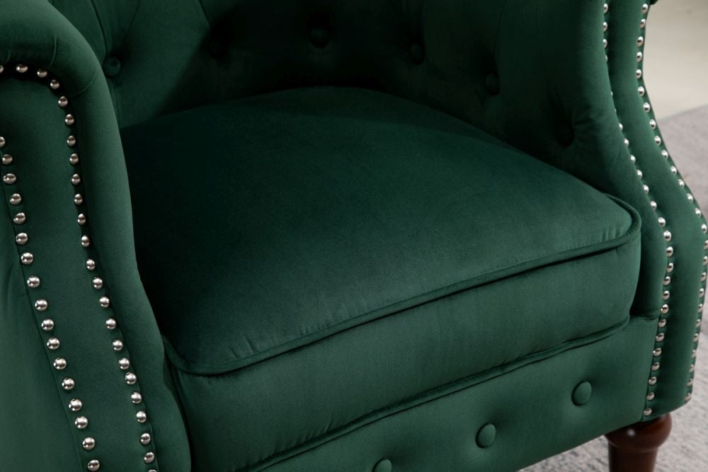 Freya Green Velvet Fabric Accent Armchair
