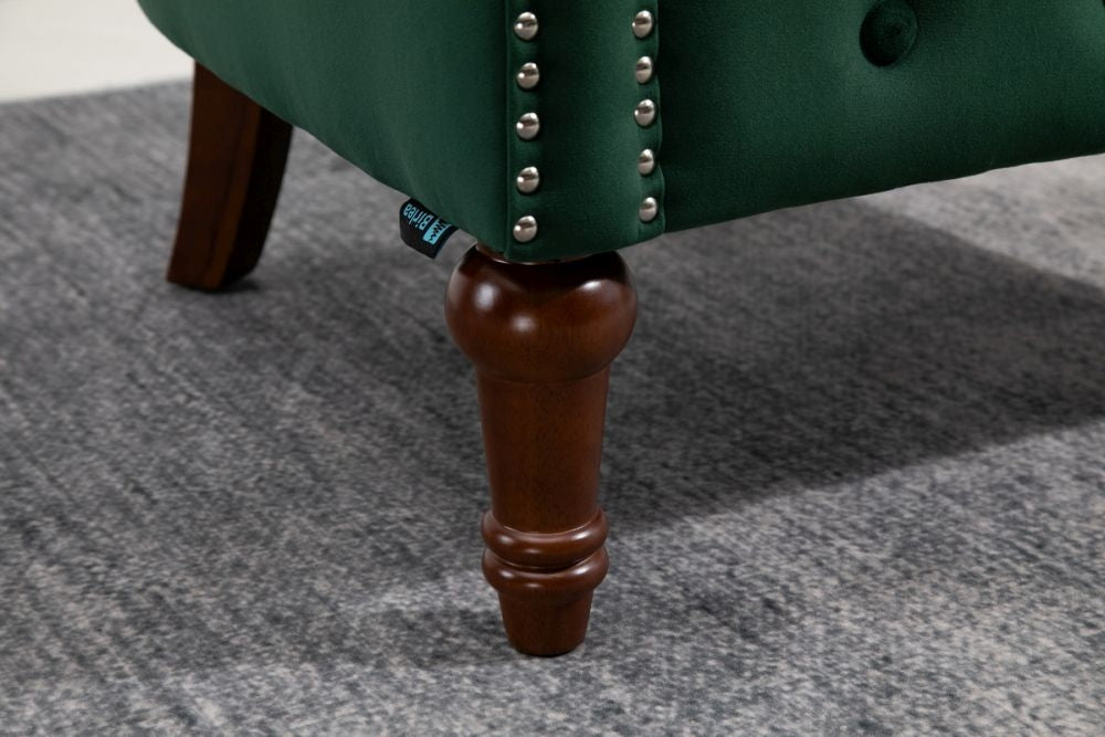 Freya Green Velvet Fabric Accent Armchair