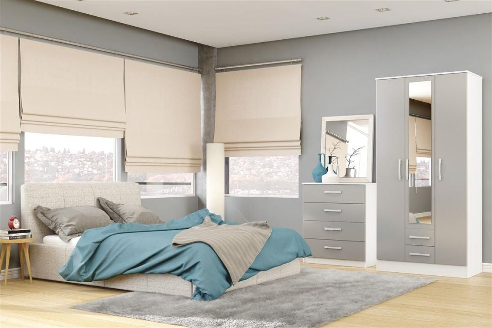 Lynx White and Grey 3 Door Combi Wardrobe