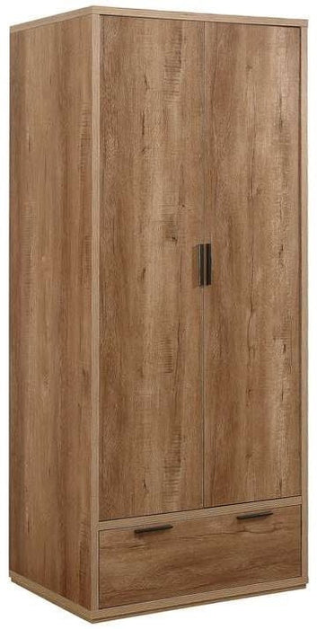 Stockwell Rustic Oak Effect 2 Door Wardrobe - 1 Drawer