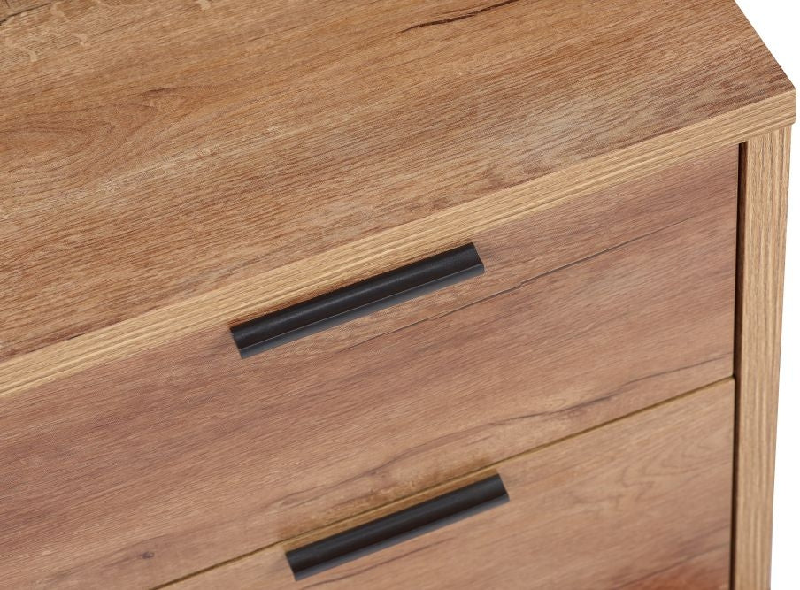 Stockwell Rustic Oak Effect Bedside Cabinet - 2 Drawers