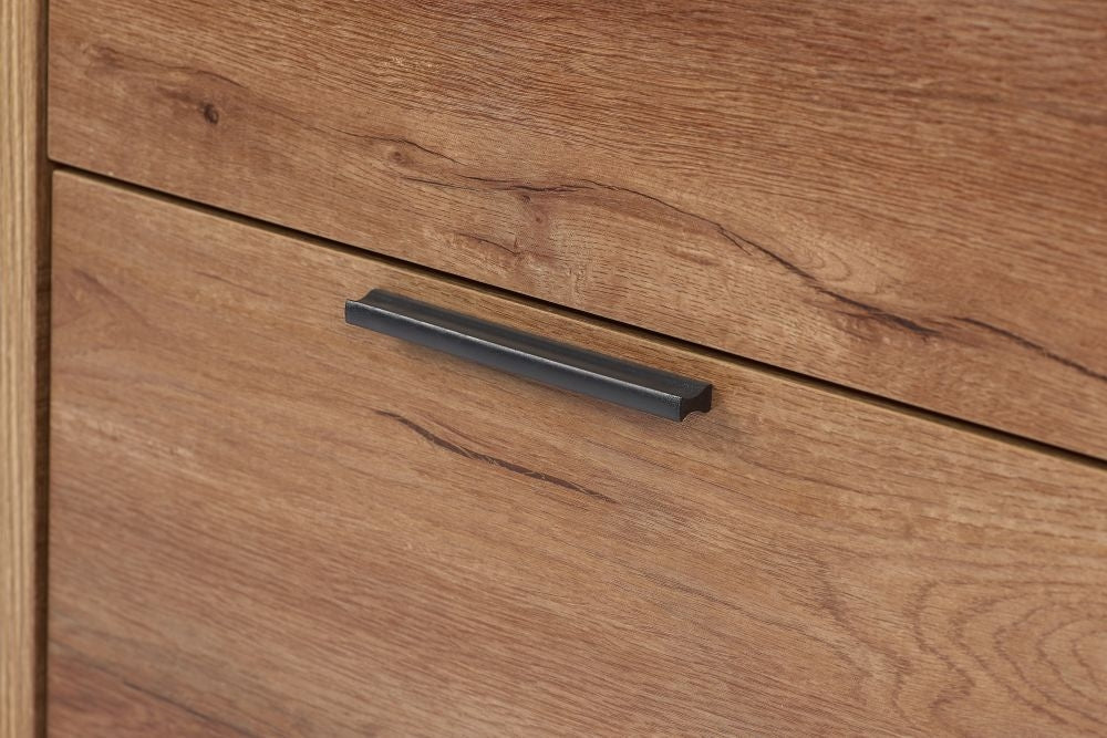 Stockwell Rustic Oak Effect 3 Door Wardrobe - 2 Drawers