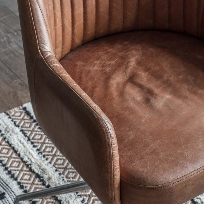 Curie Vintage Brown Leather Swivel Chair