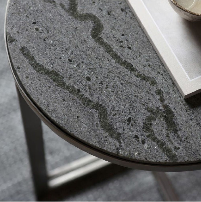 Necton Silver Marble Effect Round Side Table