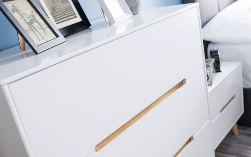 Alicia White and Oak 2 Drawer Bedside Cabinet