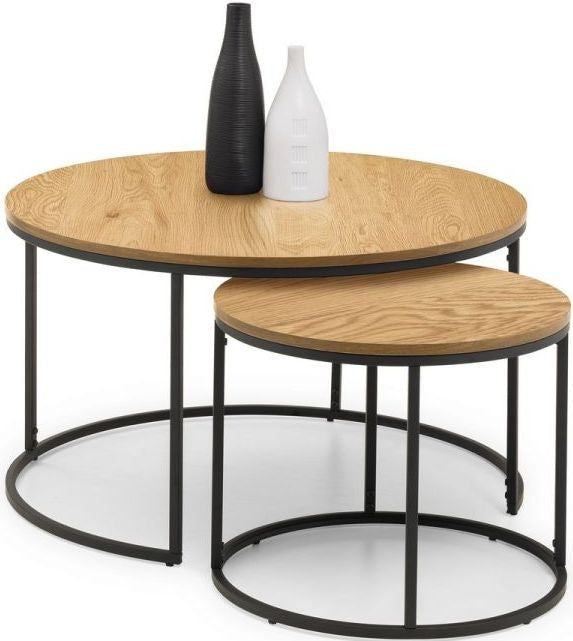 Bellini Oak Round Nest of 2 Round Coffee Table
