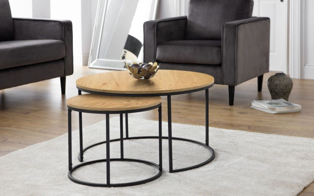 Bellini Oak Round Nest of 2 Round Coffee Table