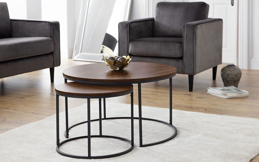 Bellini Walnut Round Nest of 2 Round Coffee Table