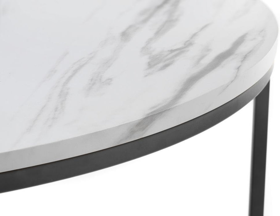 Bellini White Marble Effect Nest of 2 Round Coffee Tables