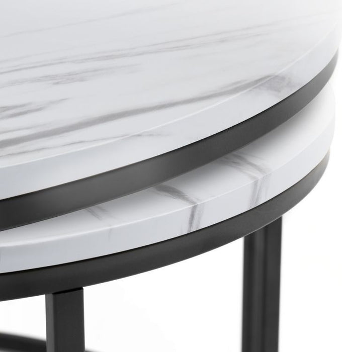 Bellini White Marble Effect Nest of 2 Round Coffee Tables