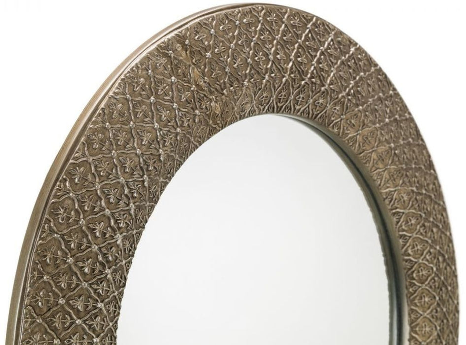 Cadence Ornate Pewter Effect Lacquered Round Wall Mirror - 80cm x 80cm
