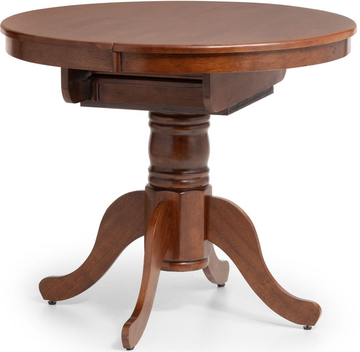 Canterbury Mahogany Round Extending Dining Table with 4 Leather Chairs