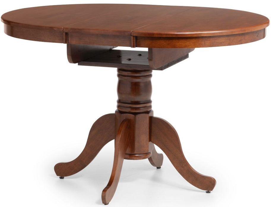 Canterbury Mahogany Round Extending Dining Table with 4 Leather Chairs