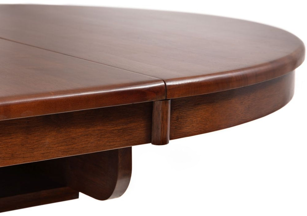 Canterbury Mahogany Round Extending Dining Table with 4 Leather Chairs