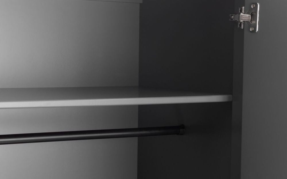 Chloe Storm Grey Double 2 Door 1 Drawer Wardrobe