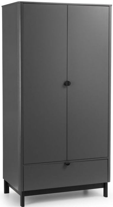 Chloe Storm Grey Double 2 Door 1 Drawer Wardrobe