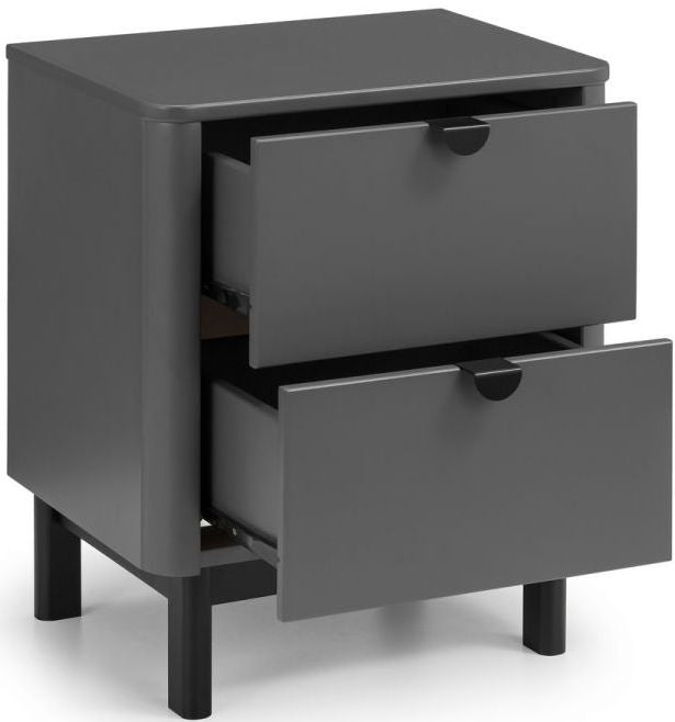 Chloe Storm Grey 2 Drawer Bedside Cabinet
