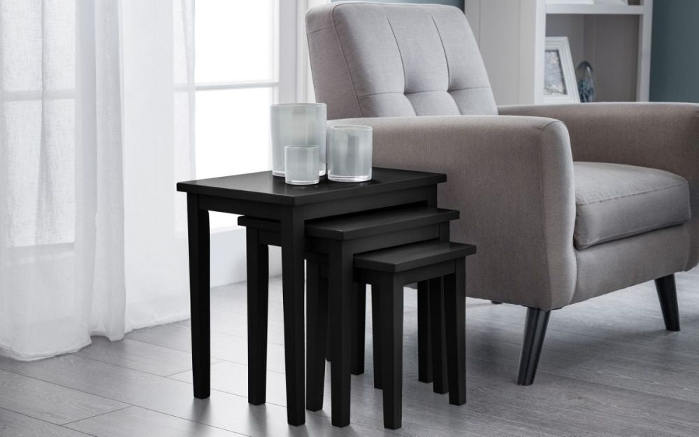 Cleo Black Nest of 3 Tables