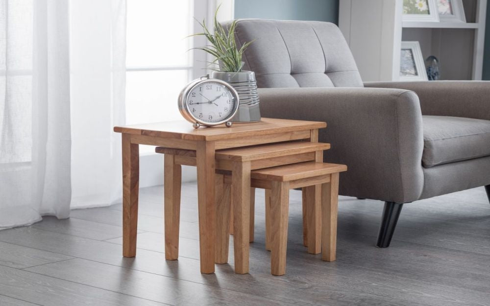 Cleo Light Oak Nest of 3 Tables